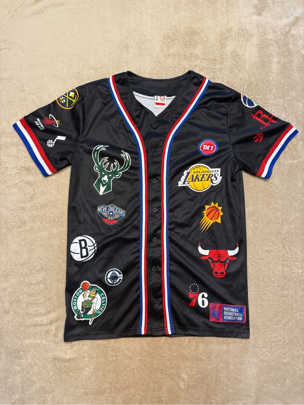 NBA Team Logo Men’s Small Baseball Jersey - Black